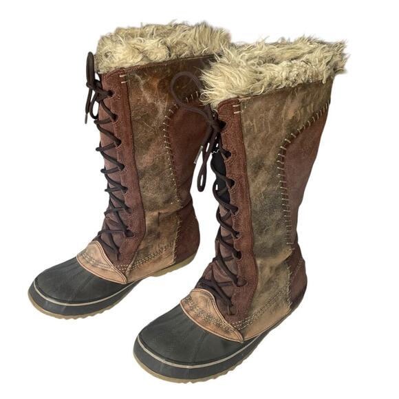 Sorel Cate the Great Winter Fur Trim Brown Knee High Boots - Picture 1 of 16
